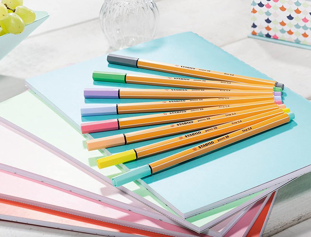 STYLO-FEUTRE STABILO POINT 88 POINTE FINE COLORIS ASSORTIS PASTEL LOT DE 10 POCHETTES DE 15U