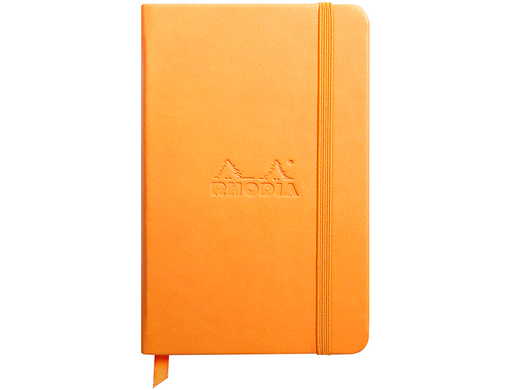 CARNET RHODIA WEBNOTEBOOK A6 9X14CM COUVERTURE SIMILI CUIR ORANGE 192 PAGES 90G LIGNÉ ÉLASTIQUE MARQUE-PAGE ORANGE
