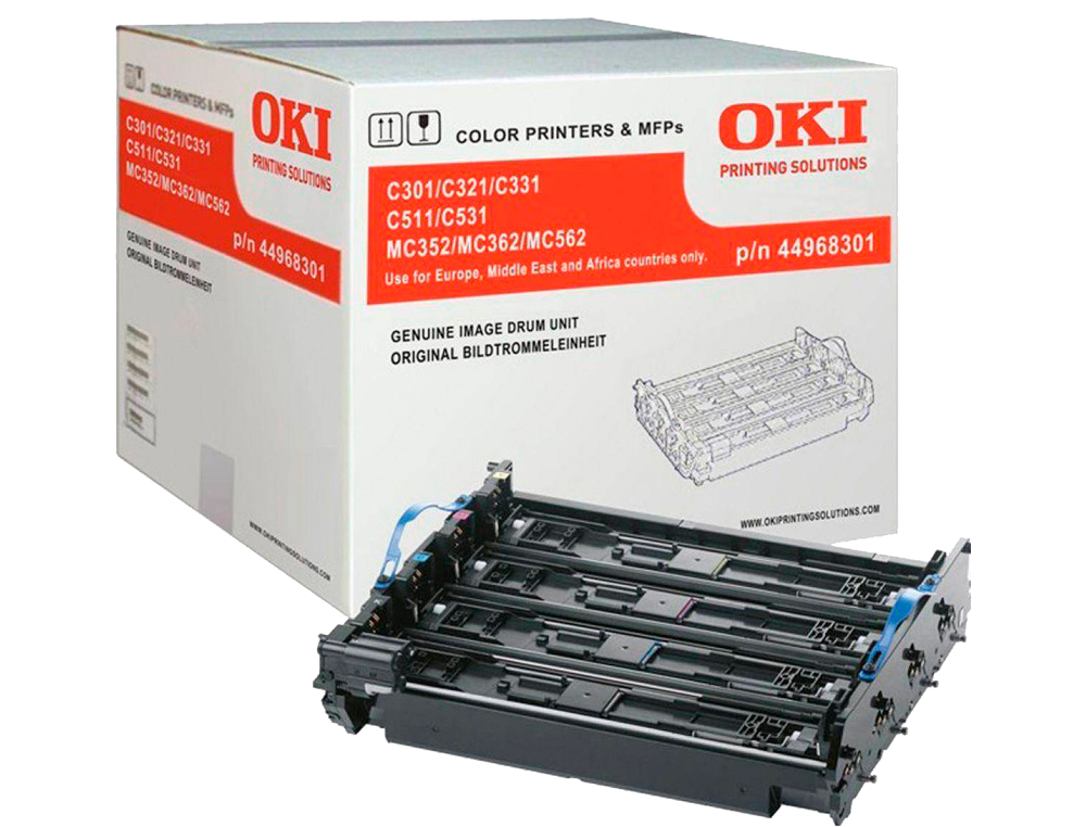 TAMBOUR OKI POUR MC332/MC342/ MC352/MC362/MC562/C301/321/331/511/531 20.000 PAGES PACK JAUNE CYAN MAGENTA NOIR