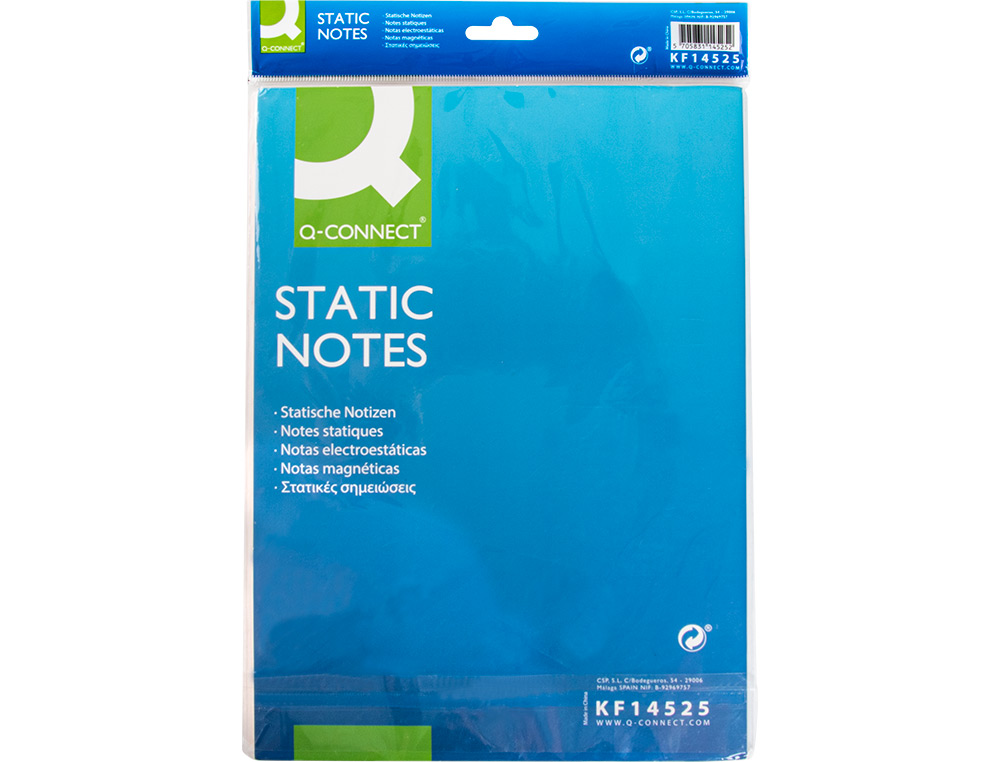 BLOC NOTES Q-CONNECT QUICK NOTES 210x297M 100F ELECTRO STATIQUES REPOSITIONABLES COLORIS NEON