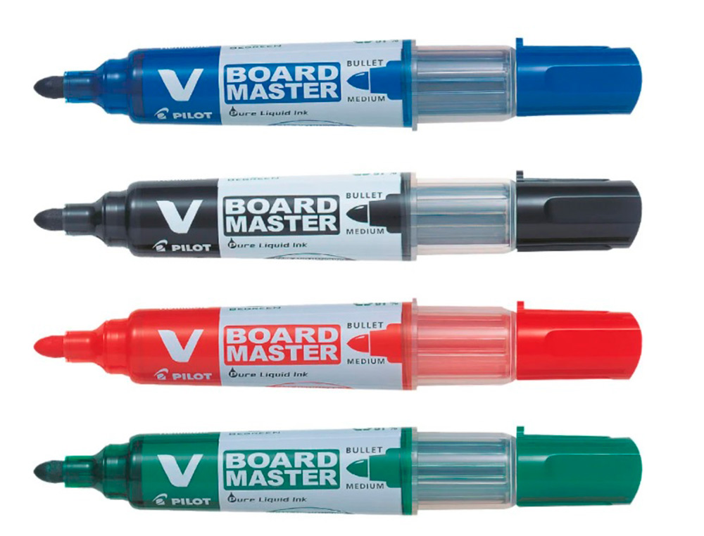 PACK PILOT V-BOARD MASTER 10 MARQUEURS EFFACABLES A SEC    POINTE CONIQUE MOYENNE 10     RECHARGES 5 OFFERTES ASSORTIS