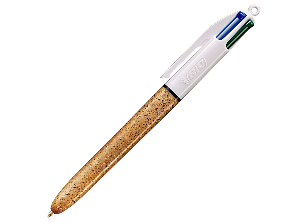 STYLO-BILLE BIC 4 COULEURS FESTIF RETRACTABLE RECHARGEABLE POINTE MOYENNE 1MM CORPS LARGE BLANC/DORE