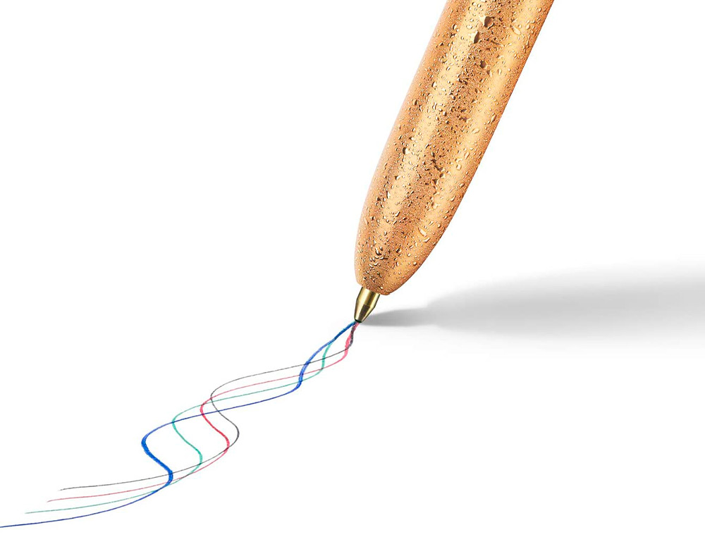 STYLO-BILLE BIC 4 COULEURS FESTIF RETRACTABLE RECHARGEABLE POINTE MOYENNE 1MM CORPS LARGE BLANC/DORE