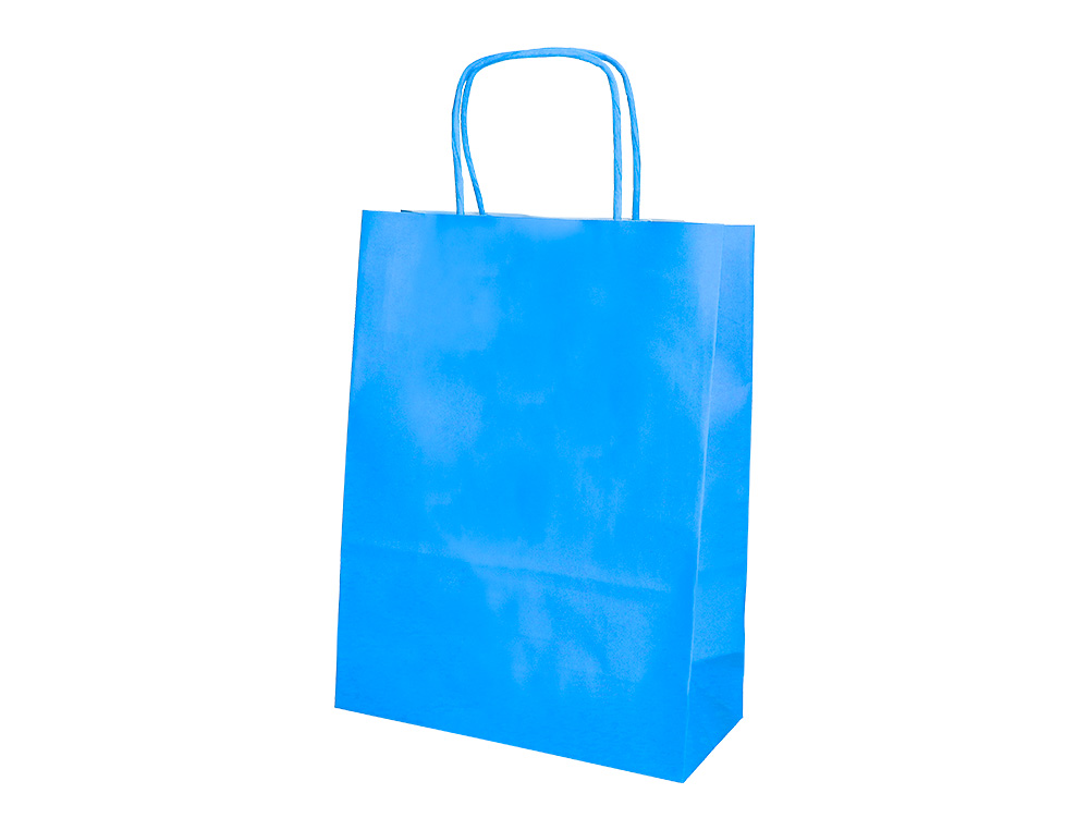 SAC PAPIER Q-CONNECT CELLULOSE S ANSE TORSADEE 240X320X10MM COLORIS BLEU CIEL