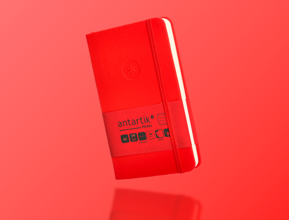 CARNET A6 ANTARTIK NOTES LIGNECOUVERTURE RIGIDE FERMETURE   ELASTIQUE 100 PAGES 80GR      COLORIS ROUGE