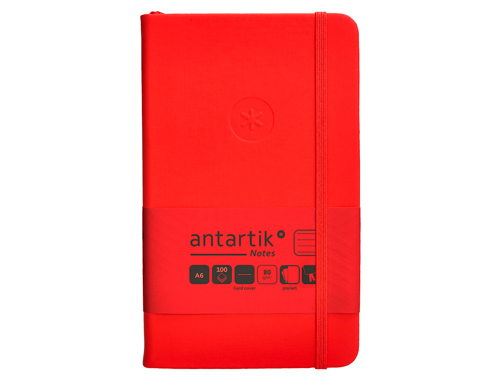 CARNET A6 ANTARTIK NOTES LIGNECOUVERTURE RIGIDE FERMETURE   ELASTIQUE 100 PAGES 80GR      COLORIS ROUGE