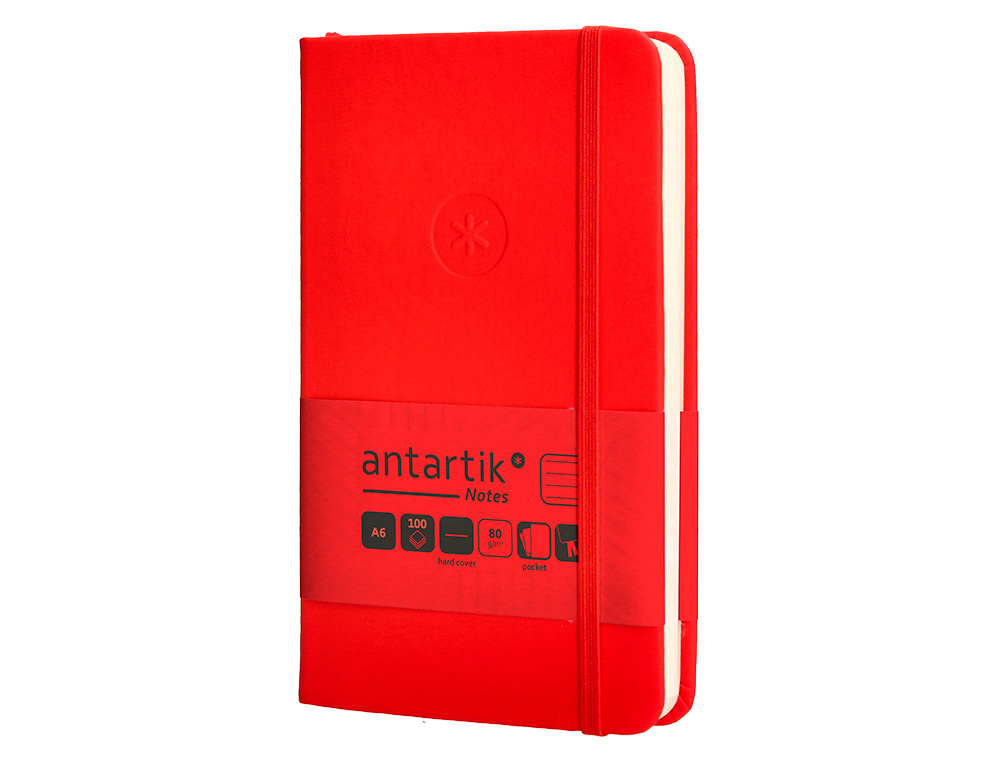 CARNET A6 ANTARTIK NOTES LIGNECOUVERTURE RIGIDE FERMETURE   ELASTIQUE 100 PAGES 80GR      COLORIS ROUGE