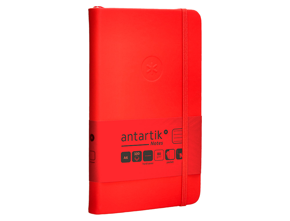 CARNET A6 ANTARTIK NOTES LIGNECOUVERTURE RIGIDE FERMETURE   ELASTIQUE 100 PAGES 80GR      COLORIS ROUGE
