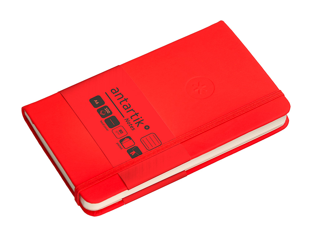 CARNET A6 ANTARTIK NOTES LIGNECOUVERTURE RIGIDE FERMETURE   ELASTIQUE 100 PAGES 80GR      COLORIS ROUGE