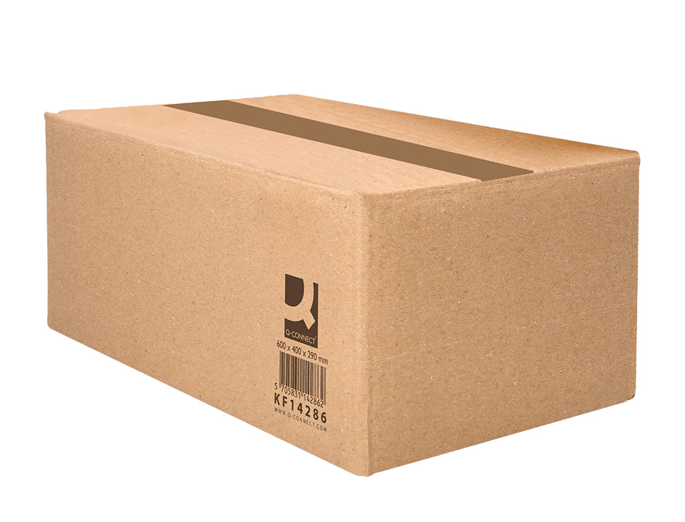 CAISSE AMERICAINE Q-CONNECT ULTRA-RESISTANTE CARTON RECYCLE DOUBLE CANNELURE 7MM 600X400X290MM COLORIS KRAFT