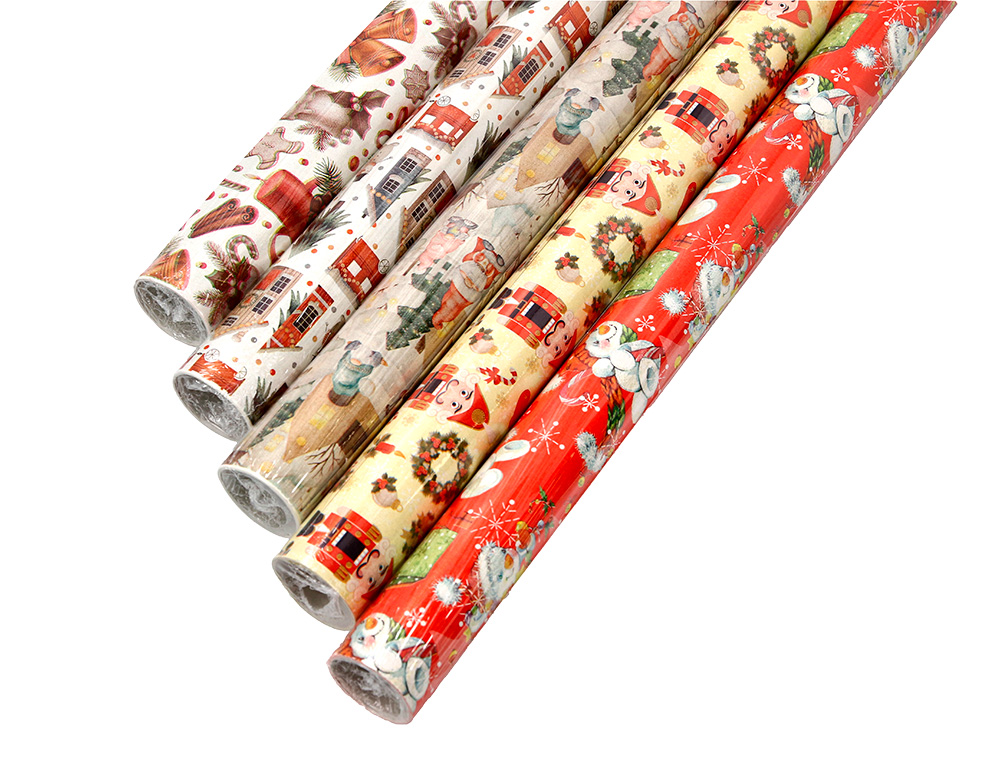 PAPIER CADEAU LIDERPAPEL NOEL ROULEAU 0,70X2M 60G MOTIFS ASSORTIS B-2024