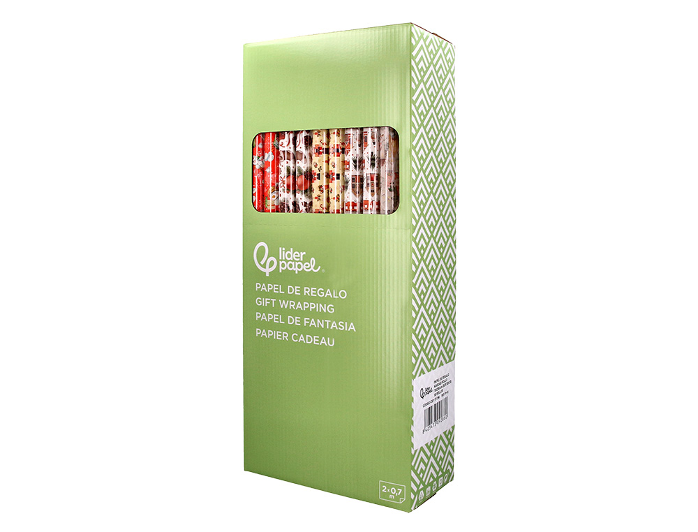 PAPIER CADEAU LIDERPAPEL NOEL ROULEAU 0,70X2M 60G MOTIFS ASSORTIS B-2024