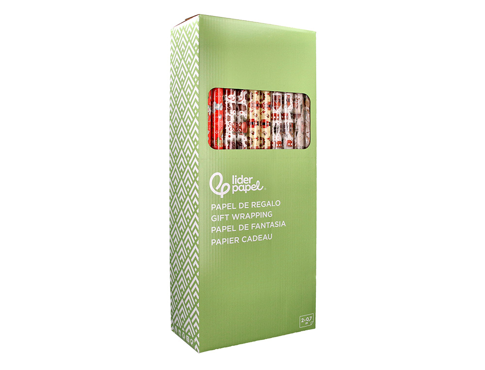 PAPIER CADEAU LIDERPAPEL NOEL ROULEAU 0,70X2M 60G MOTIFS ASSORTIS B-2024