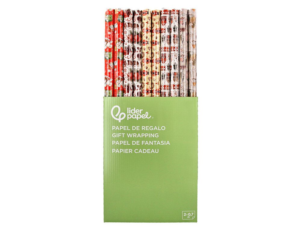 PAPIER CADEAU LIDERPAPEL NOEL ROULEAU 0,70X2M 60G MOTIFS ASSORTIS B-2024