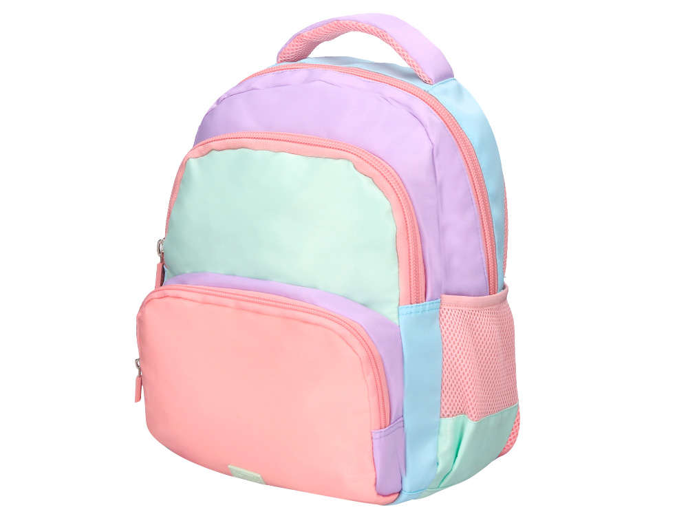 SAC A DOS LIDERPAPEL SCOLAIRE MULTIPOCHES ET MULTICOULEURS PASTEL 35X11X27CM