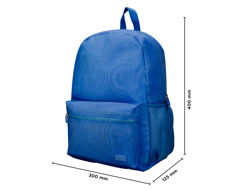 SAC A DOS LIDERPAPEL 1 COMPARTIMENT POCHE LATERALE 40X12,5X30CM COLORIS BLEU OCEAN