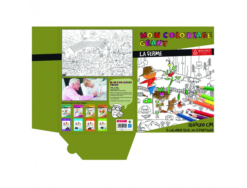 COLORIAGE GEANT BOUCHUT LA FERME 120X80CM PAPIER 150G IMPRESSION NOIR
