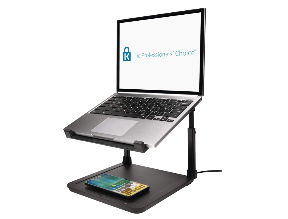 REHAUSSEUR KENSINGTON SMARTFIT POUR ORDINATEUR PORTABLE AVEC SURFACE DE CHARGE PAR INDUCTION 4 HAUTEURS
