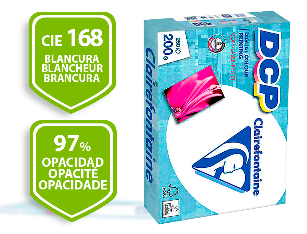 PAPIER CLAIREFONTAINE MULTIFONCTION LASER COULEUR DCP A4 200G/M2 COLORIS BLANC SATINE - RAMETTE DE 250