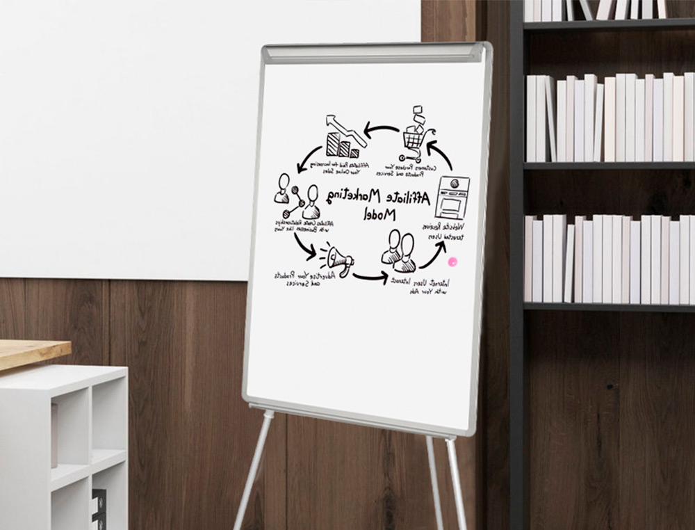 CHEVALET CONFÉRENCE Q-CONNECT TABLEAU MAGNÉTIQUE 70X100CM CADRE PLASTIQUE PINCE BLOC PAPIER AUGET PORTE-MARQUEURS