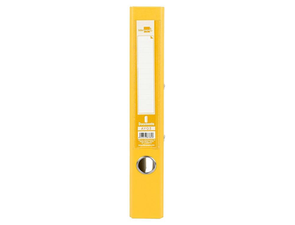 CLASSEUR LEVIER LIDERPAPEL A4 DOCUMENTA CARTON REMBORDÉ 1,9MM DOS 52MM RADO MÉTALLIQUE COLORIS JAUNE
