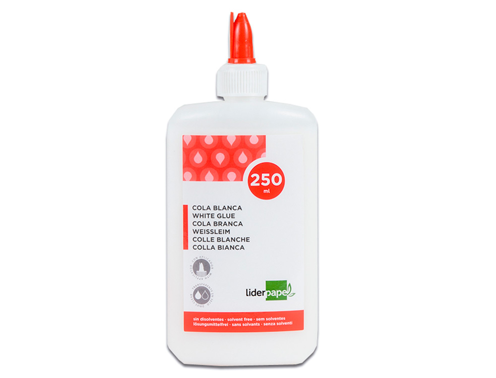 COLLE VINYLIQUE LIDERPAPEL BLANCHE TRAVAUX MANUELS PAPIER AUTRES MATRIAUX RAPIDE ADHRENCE SANS SOLVANT POT 250ML