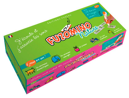 COFFRET DE JEUX DITIONS FUZEAU FUZOMINO NATURE 28 DOMINOS 1 CRAYON SONORE 1 CABLE USB 5 JEUX DIFFRENTS