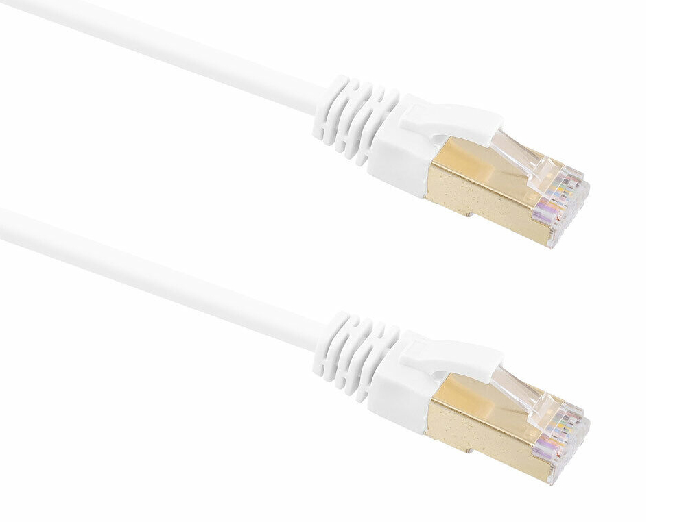 CABLE T'NB RJ45 M /M SFTP CAT7 DROIT BLINDE RELIE PC A  ROUTEUR CABLE 5M COLORIS      BLANC