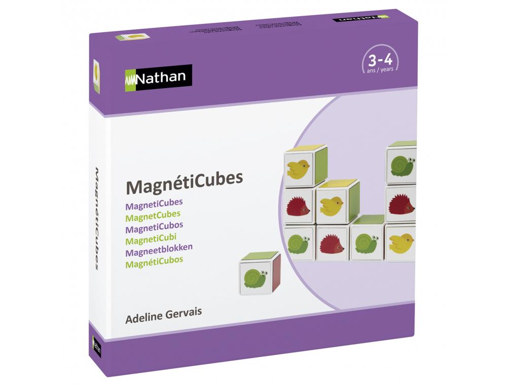 MAGNETICUBES NATHAN JEUX DE CONSTRUCTION 24 ACTIVITES 1   SUPPORT EN BOIS ET 1 LIVRE    PEDAGOGIQUE