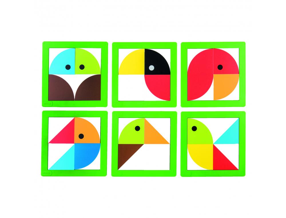 SYMETRIE ET SPATIALISATION ROLF BIRDY CREATION OISEAU EN 4 PIECES 6 CADRES PLASTIQUE 6 TABLEAUX ET 24 CARTES