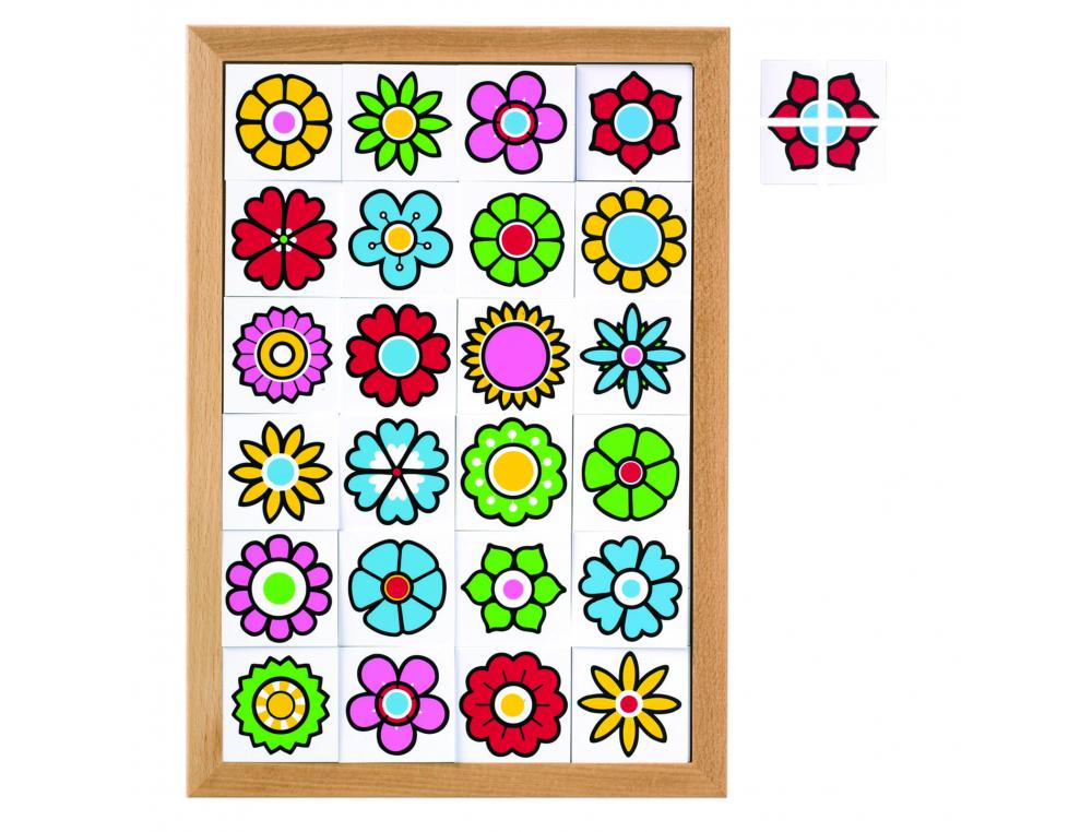SYMETRIE ET SPATIALISATION ROLF JEU D OBSERVATION LOTO   LES FLEURS JEU DE SYMETRIE 1  PLATEAU ET 96 PIECES