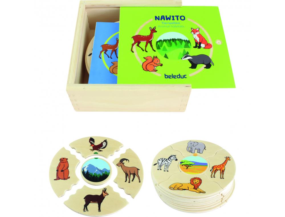 JEUX D ASSOCIATION BELEDUC NAWITO HABITAT DES ANIMAUX 9  PUZZLES DE 5 PIECES
