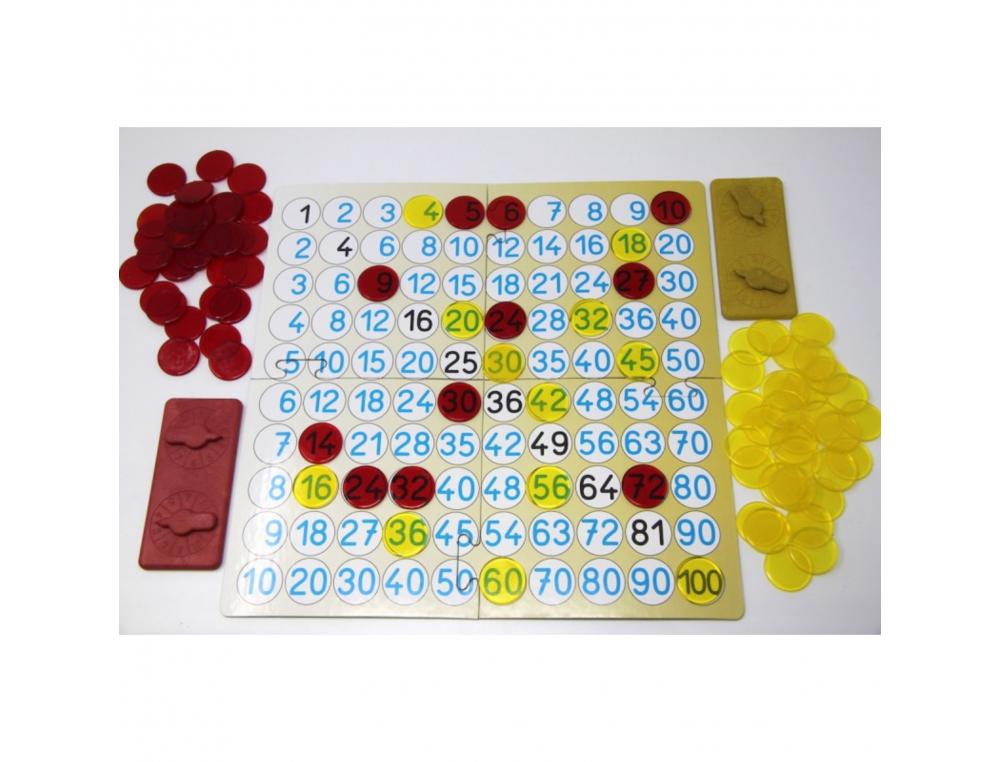 JEUX MATHEMATIQUES WISSNER LES TABLES DE MULTIPLICATIONS POUR 2 ENFANTS 1 PLATEAU 55   JETONS 2 DES 10 FACES DE