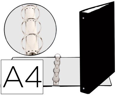 CLASSEUR EXACOMPTA 4 ANNEAUX 30MM A4 CARTE REMBORDE PVC DOS 40MM COLORIS NOIR