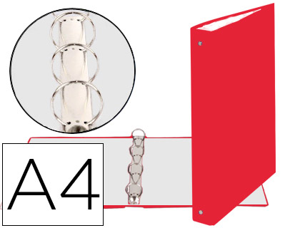 CLASSEUR EXACOMPTA 4 ANNEAUX 30MM A4 CARTE REMBORDE PVC DOS 40MM COLORIS ROUGE