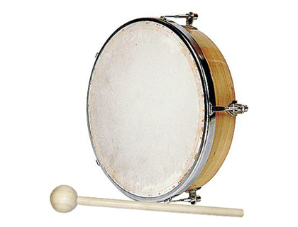 TAMBOURIN DITIONS FUZEAU PEAU NATURELLE LIVR AVEC MAILLOCHE DIAMTRE 20CM