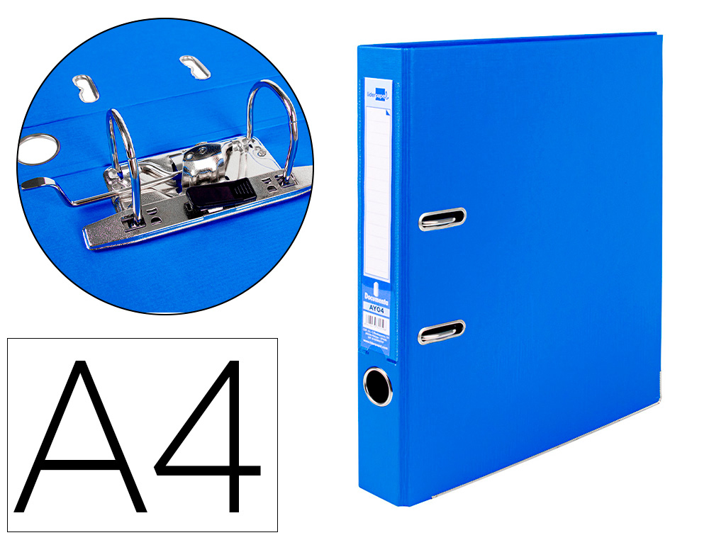 CLASSEUR LEVIER LIDERPAPEL A4 DOCUMENTA CARTON REMBORD 1,9MM DOS 52MM RADO MTALLIQUE COLORIS BLEU